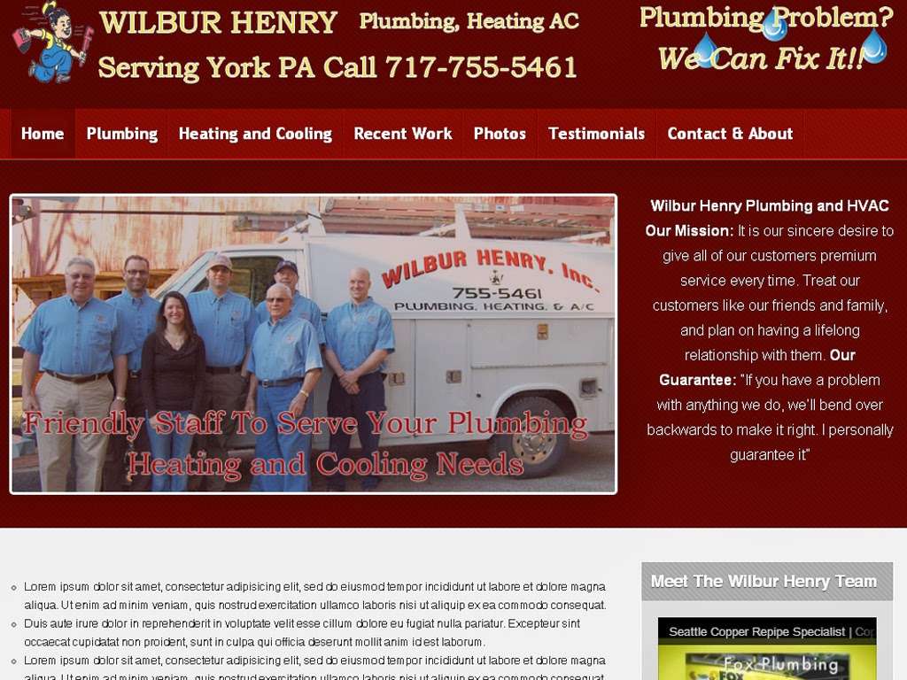 Wilbur Henry Plumbing, Heating & AC | 60 Mountain Rd, York, PA 17402, USA | Phone: (717) 755-5461
