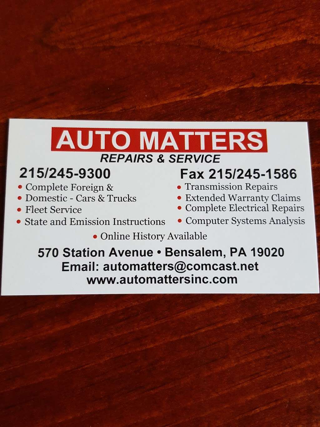 Auto Matters | 570 Station Ave, Bensalem, PA 19020, USA | Phone: (215) 245-9300
