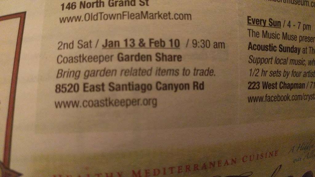 Coastkeeper Garden Share | 8520 E Santiago Canyon Rd, Orange, CA 92869, USA