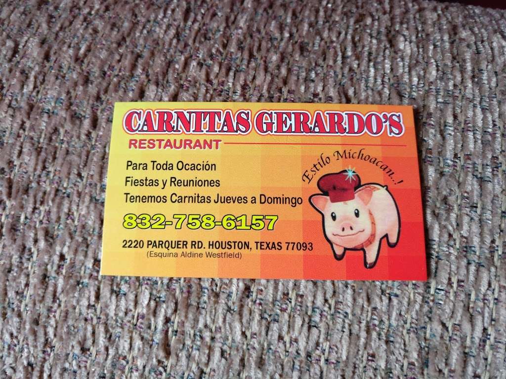 Carnitas Gerardos | 2220 Parker Rd, Houston, TX 77093, USA | Phone: (832) 758-6157