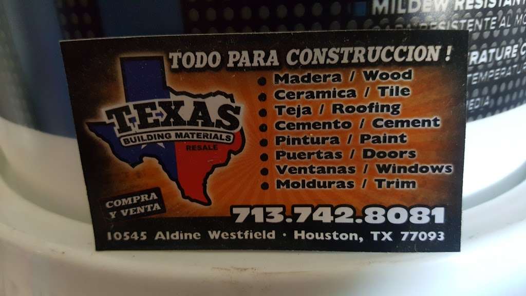 Texas Building Materials | 10545 Aldine Westfield Rd, Houston, TX 77093 | Phone: (713) 742-8081