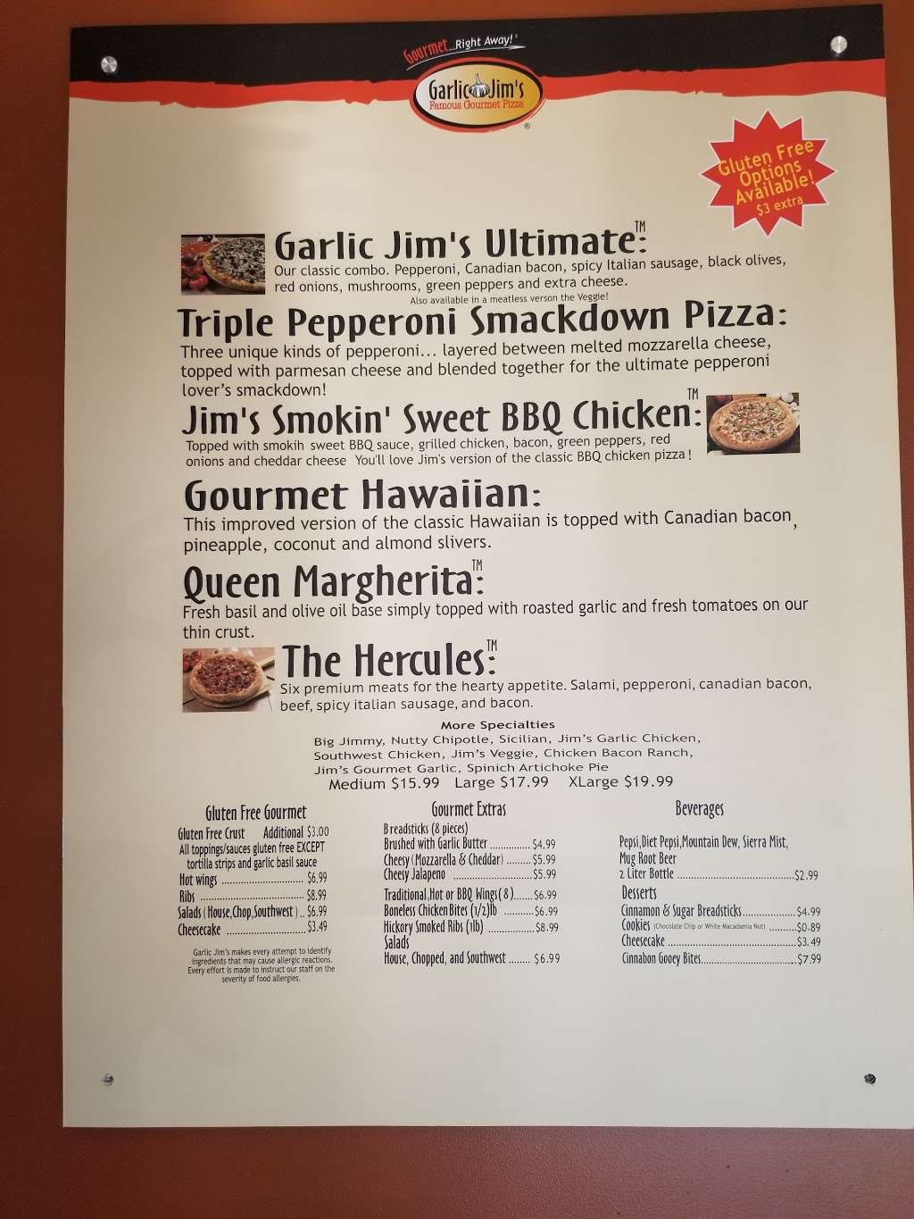 Garlic Jims Famous Gourmet Pizza | 7664 Tezel Rd #105, San Antonio, TX 78250, USA | Phone: (210) 520-5467