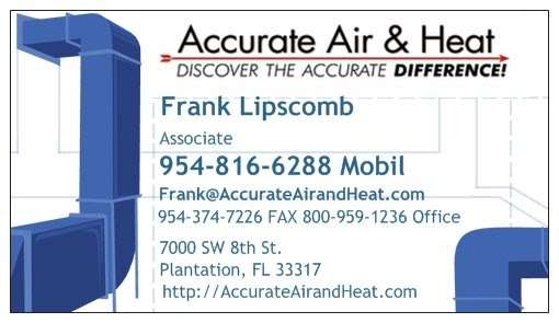 Accurate Air & Heat Corporation | 7000 SW 8th St, Plantation, FL 33317, USA | Phone: (800) 959-1236