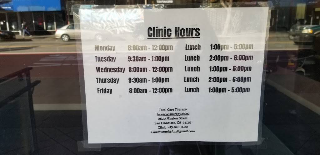 Total Care Therapy | 2620 Mission St, San Francisco, CA 94110, USA | Phone: (415) 826-1600