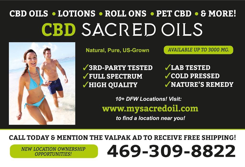 CBD Sacred Oils Retail & Wholesale | 13740 Midway Rd Ste 522, Dallas, TX 75244, USA | Phone: (469) 951-3910