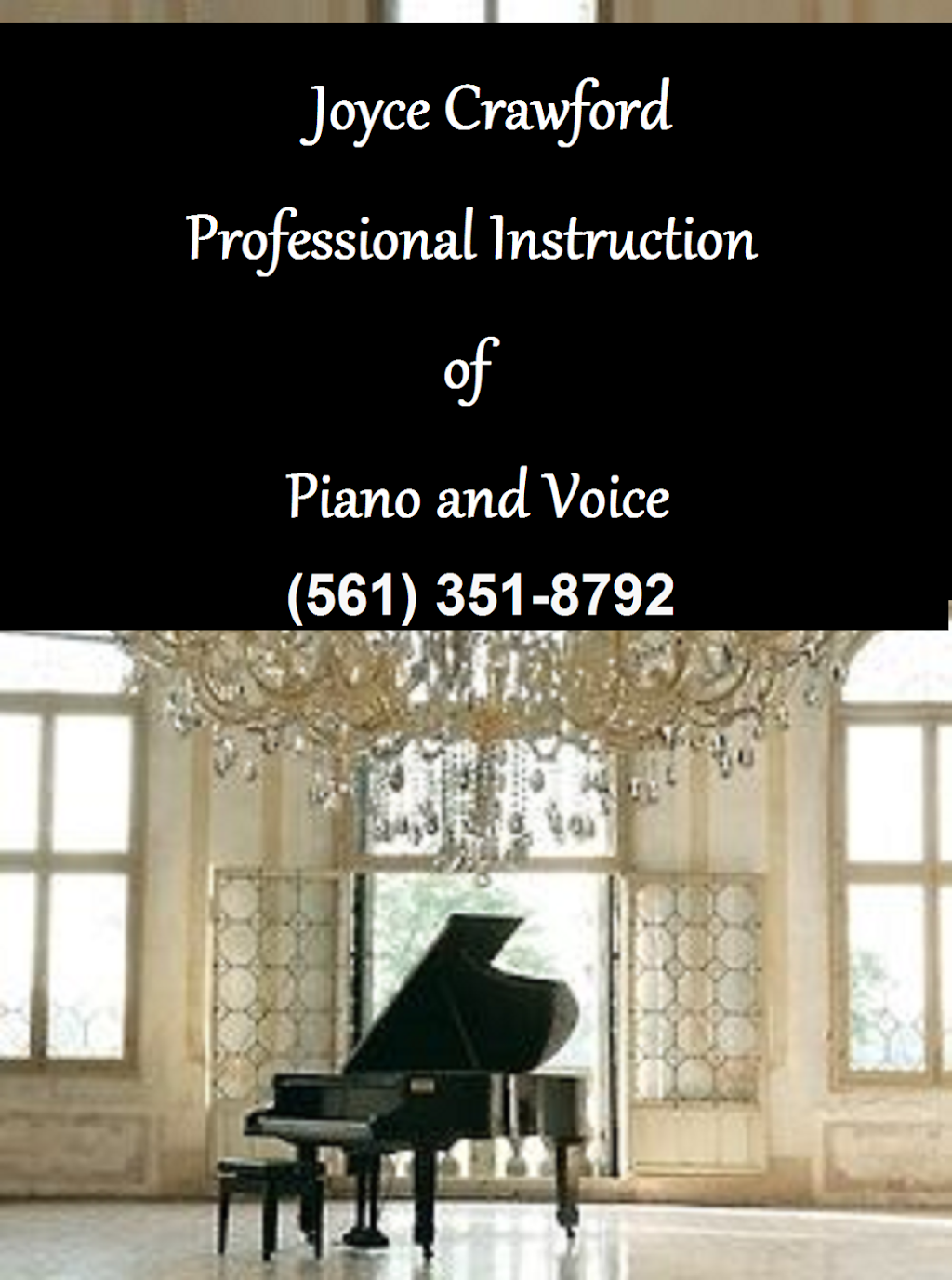 Joyce Crawford Professional Instruction of Piano, Voice, Flute,  | 8194 Pine Cay Rd, Wellington, FL 33414 | Phone: (561) 351-8792