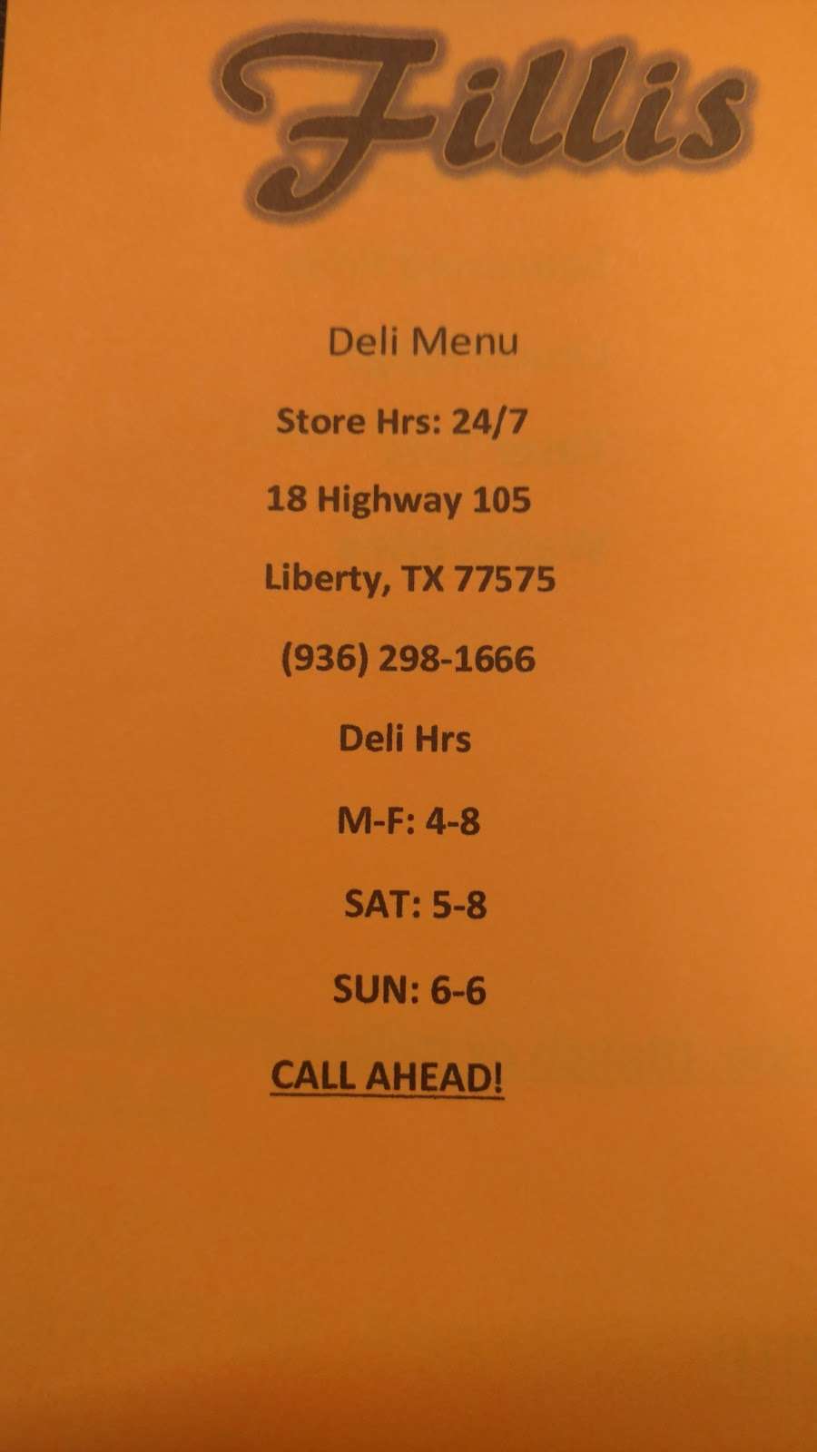 Fillis | Liberty, TX 77575, USA | Phone: (936) 298-1666