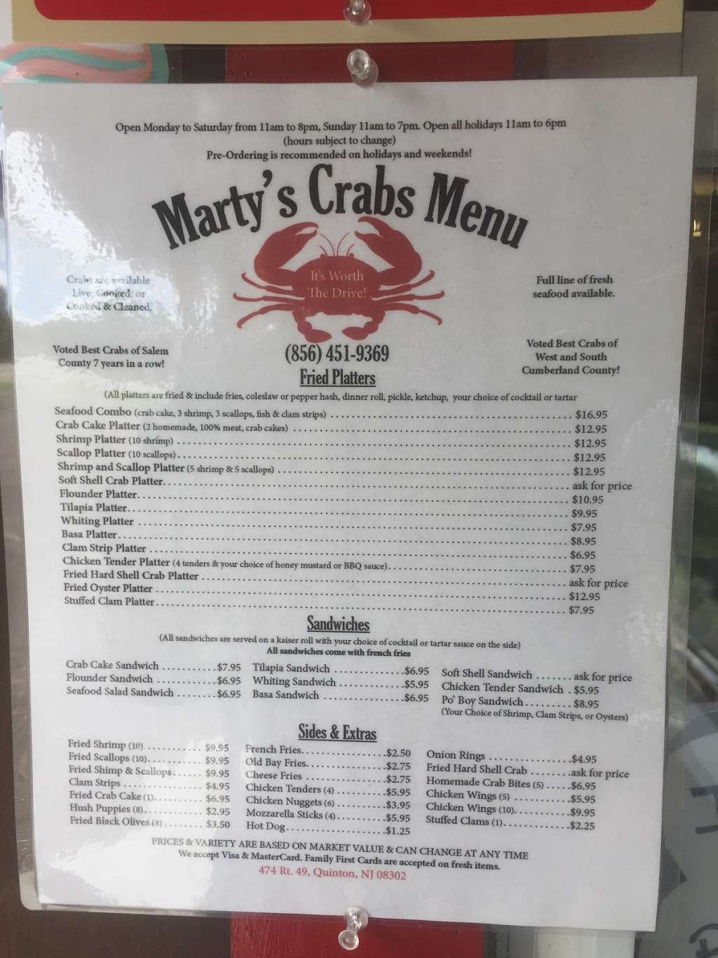 Martys Crabs | 474 NJ-49, Bridgeton, NJ 08302, USA | Phone: (856) 451-9369