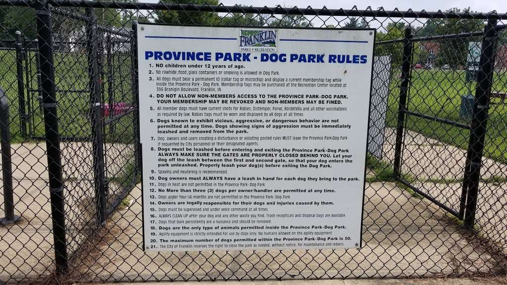 Province Park Dog Park | Franklin, IN 46131, USA | Phone: (317) 736-3689