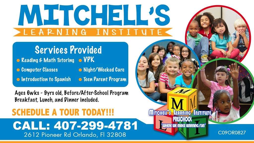 Mitchells Learning Institute Preschool | 2612 Pioneer Rd, Orlando, FL 32808, USA | Phone: (407) 299-4781