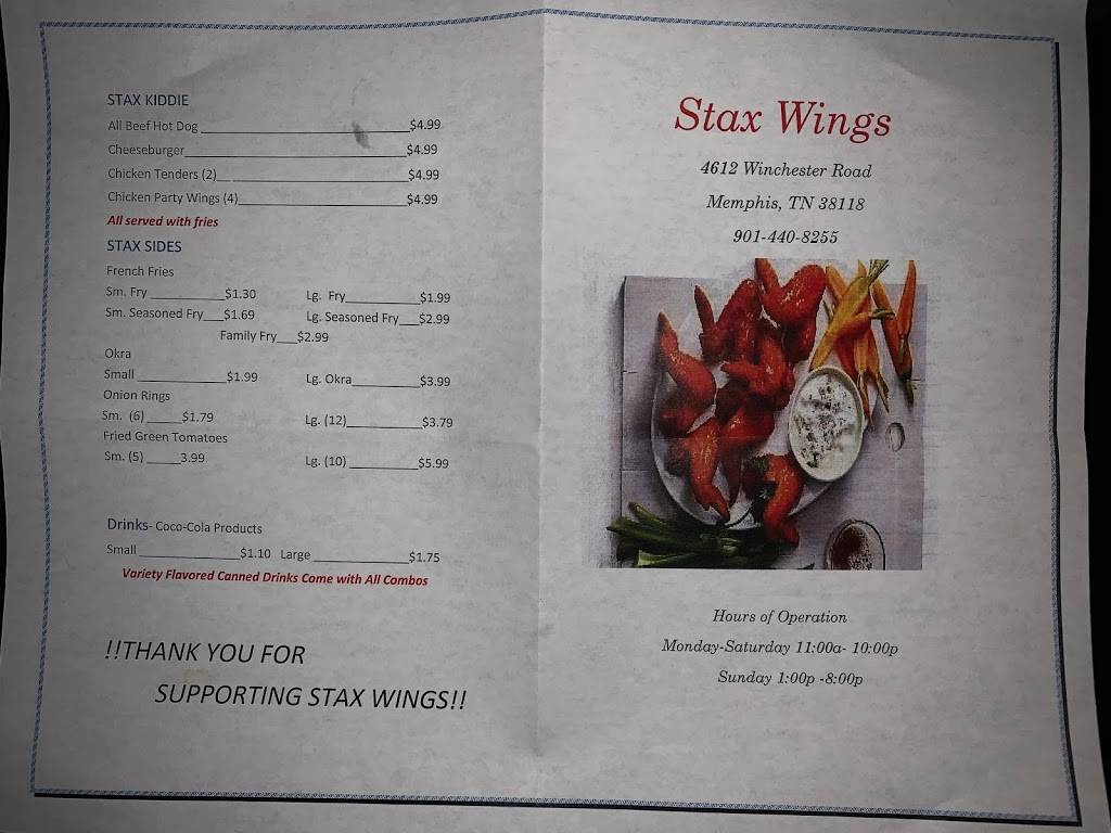 Stax Wings | 4612 Winchester Rd, Memphis, TN 38118, USA | Phone: (901) 440-8255