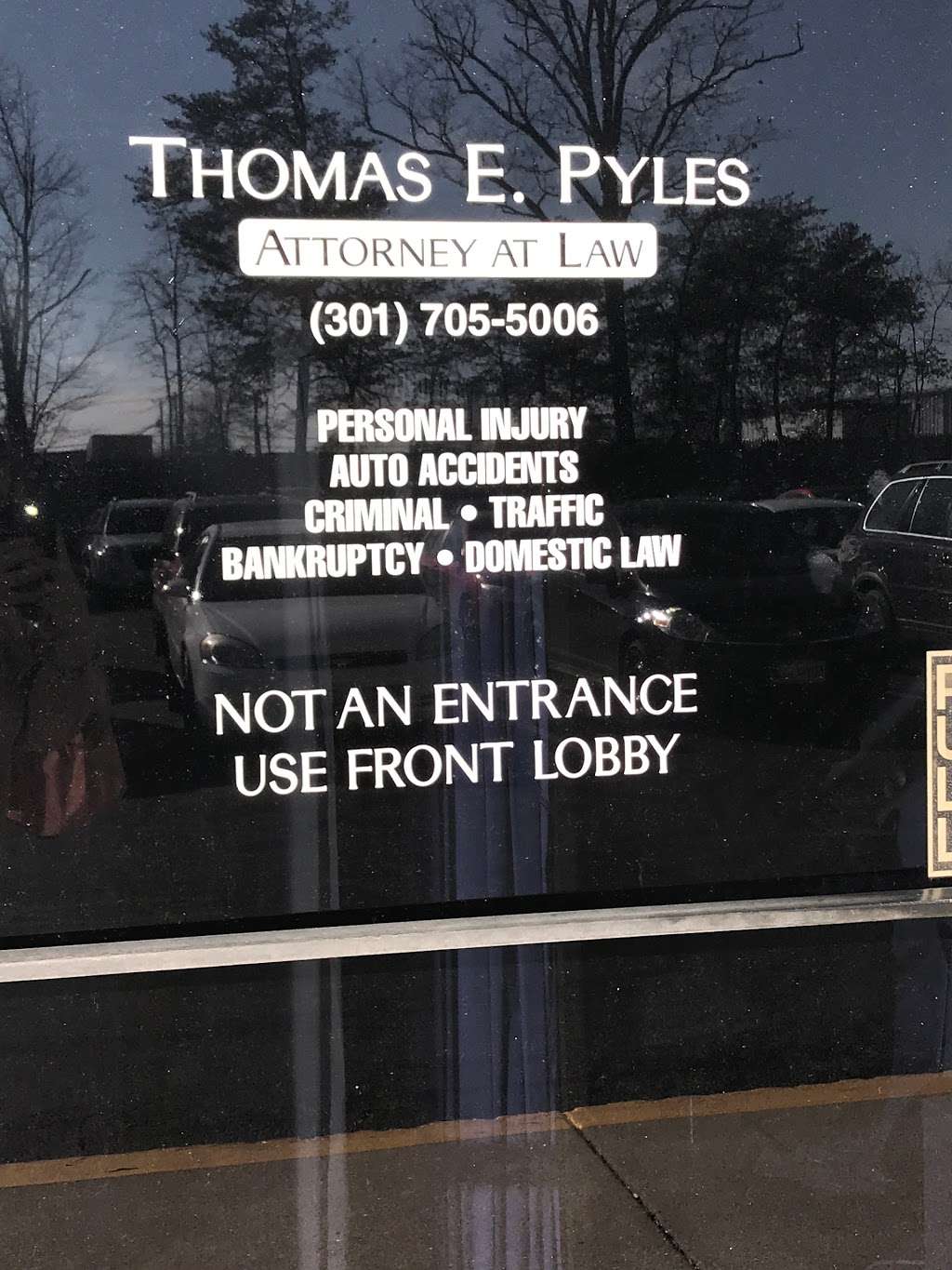 The Law Office of Thomas E. Pyles, P.A. | 2670 Crain Hwy #106, Waldorf, MD 20601 | Phone: (301) 705-5006