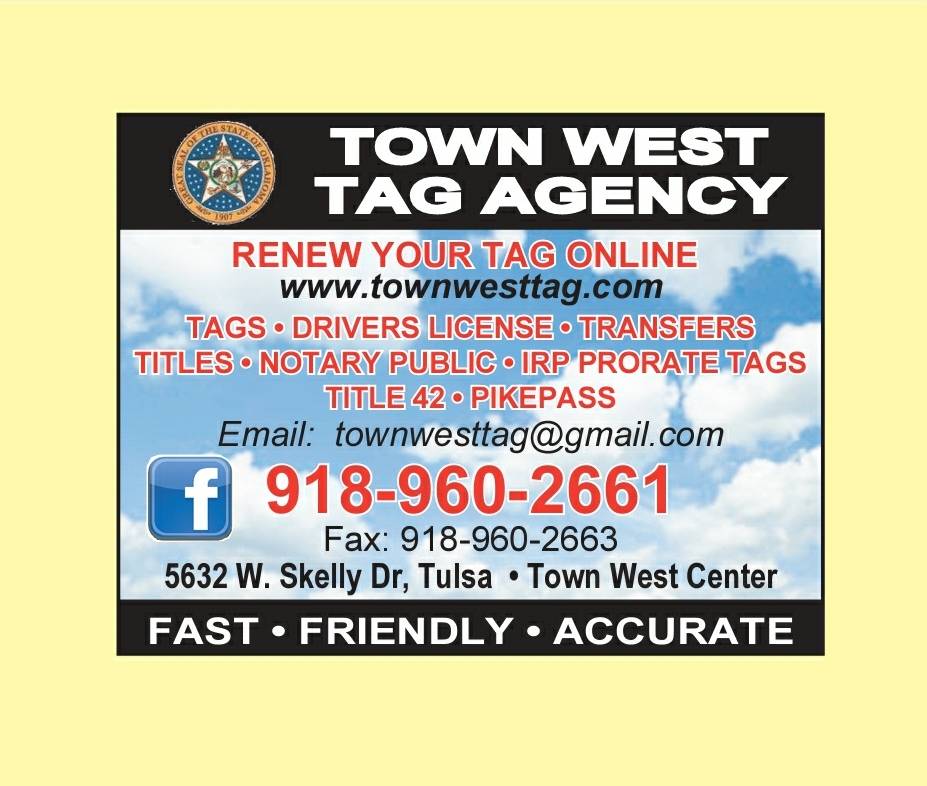 Town West Tag Agency | 5610 W Skelly Dr # B, Tulsa, OK 74107, USA | Phone: (918) 960-2661