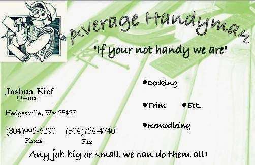 Average Handyman | 174 Huckleberry Dr, Gerrardstown, WV 25420, USA | Phone: (304) 995-6290