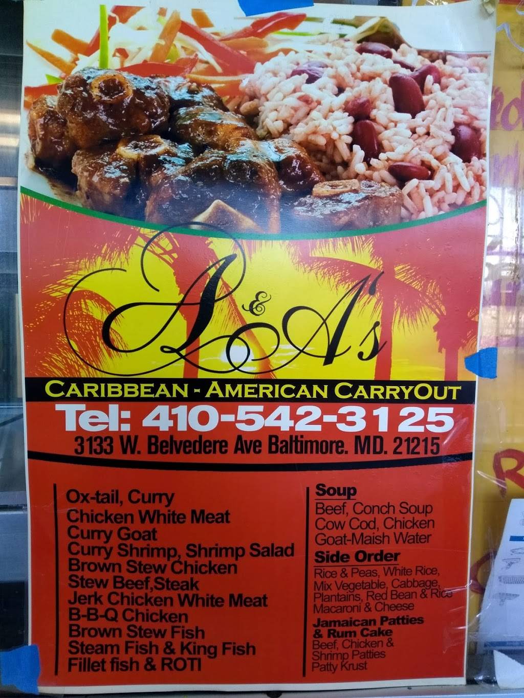 A & As Caribbean Amer Carry | 3133 W Belvedere Ave, Baltimore, MD 21215, USA | Phone: (410) 542-3125