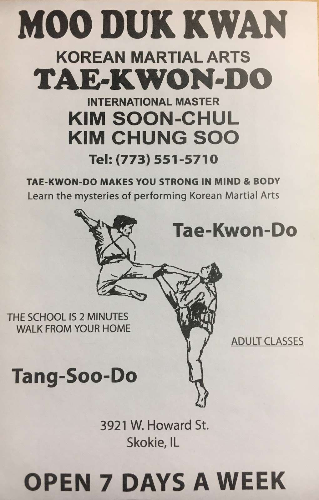 USA Moo Duk Kwan Tae Kwon Do | 3921 Howard St, Skokie, IL 60076, USA | Phone: (773) 551-5710