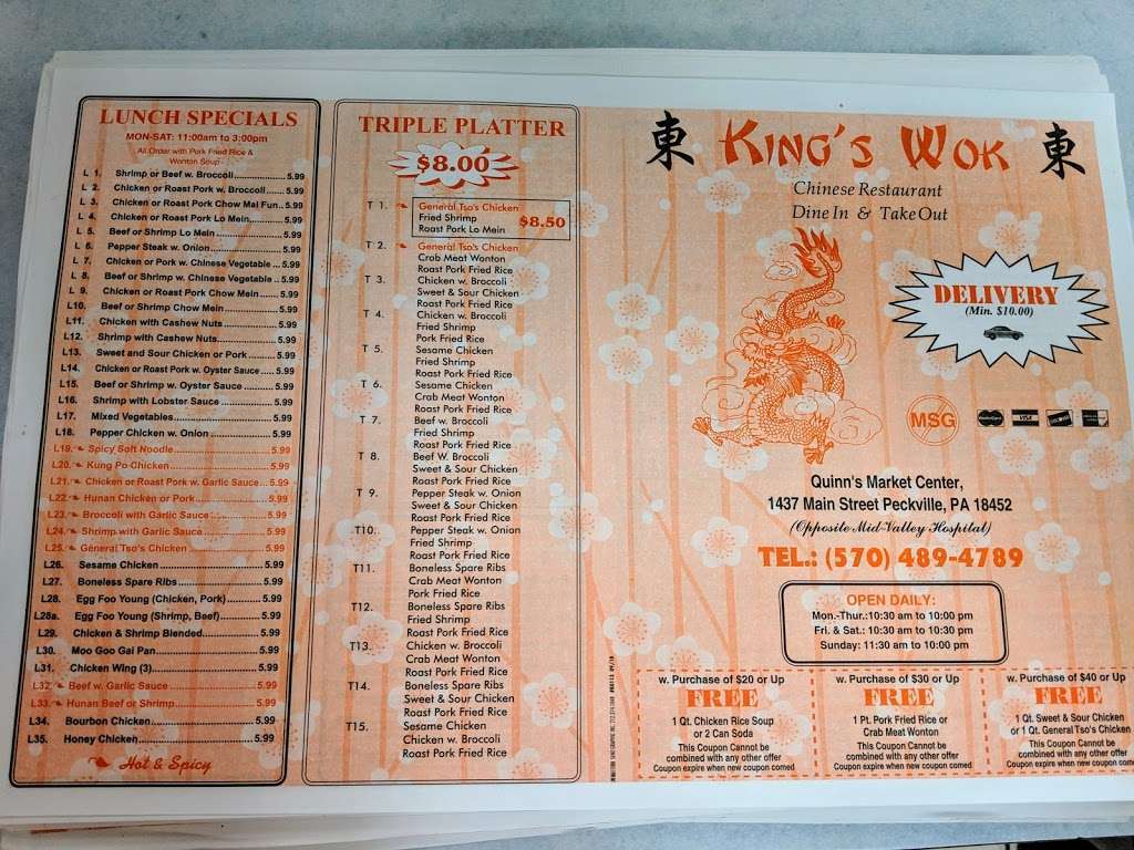 Kings Wok | 1437 Main St, Peckville, PA 18452, USA | Phone: (570) 489-4789