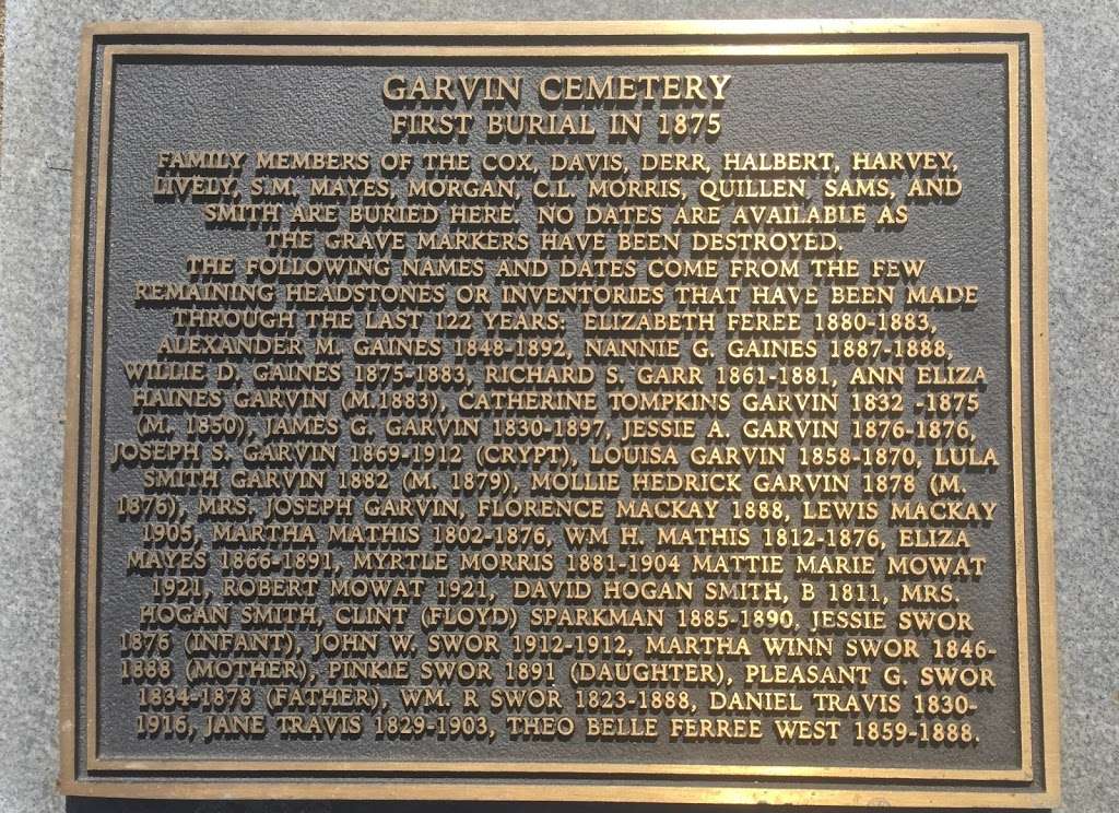 Garvin Memorial Cemetery | Dallas, TX 75220