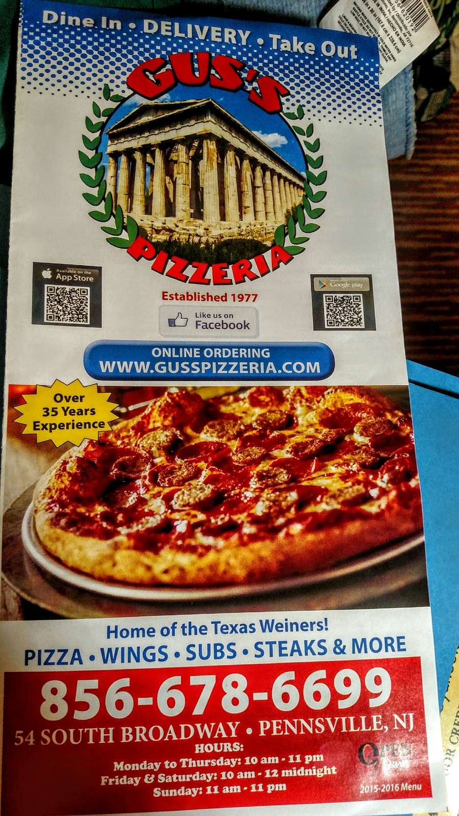 Guss Pizzeria & Texas Weiners | 54 S Broadway, Pennsville, NJ 08070 | Phone: (856) 678-6699