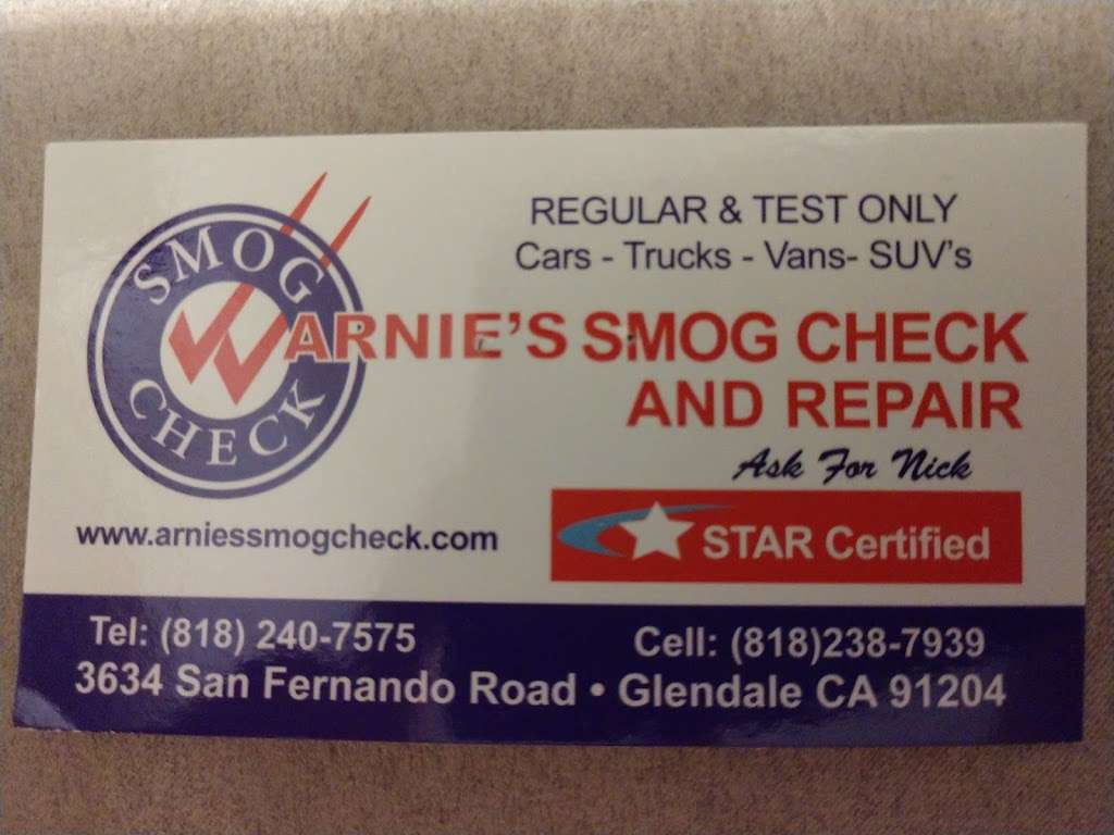 Arnies Smog Check | 3634 San Fernando Rd, Glendale, CA 91204, USA | Phone: (818) 240-7575