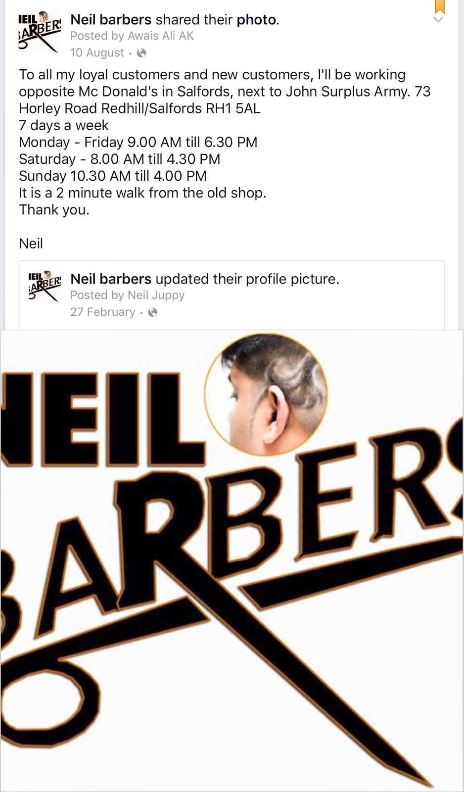 Neil Barbers | 73-75 Horley Rd, Redhill RH1 5AL, UK | Phone: 01737 766900