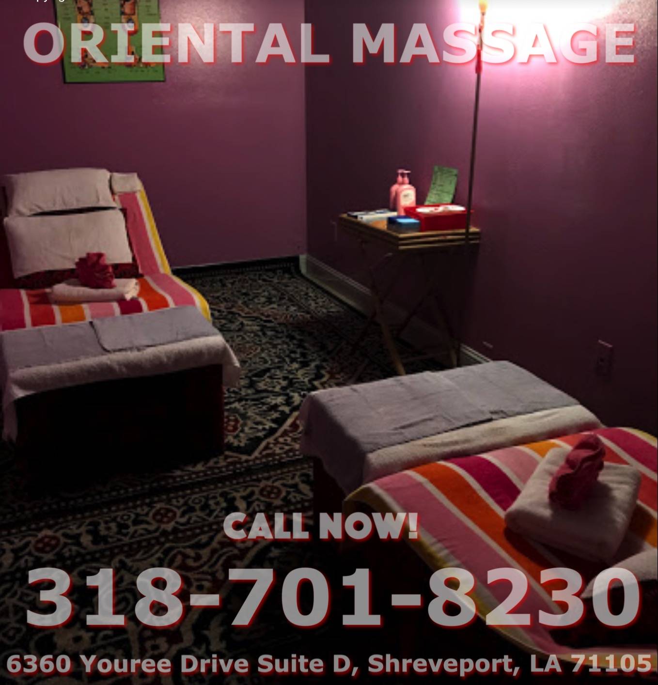 Oriental Massage | 6360 Youree Dr suite D, Shreveport, LA 71105, USA | Phone: (318) 701-8230