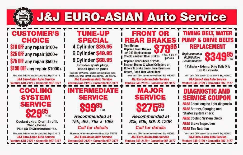 J&J European Asian Auto Repair | 1084 E Thompson Blvd, Ventura, CA 93001, USA | Phone: (805) 648-2129
