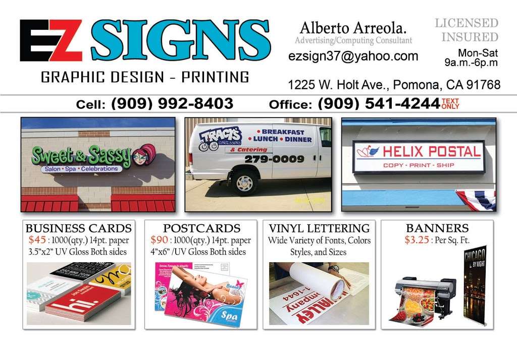 EZ SIGNS | 1225 W Holt Ave, Pomona, CA 91768 | Phone: (909) 992-8403