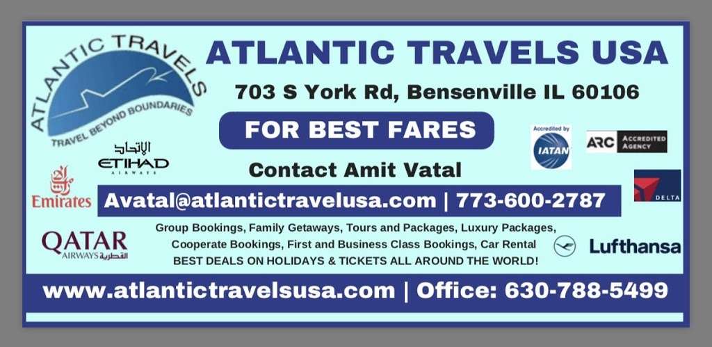 Atlantic Travels USA | 703 S York Rd, Bensenville, IL 60106 | Phone: (630) 788-5499