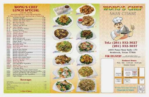 Wongs Chef | 2900 NASA Road 1, Seabrook, TX 77586, USA | Phone: (281) 532-3027