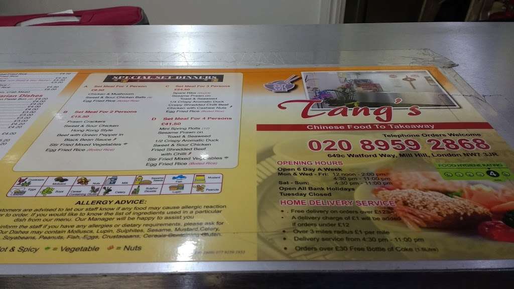 Tangs Takeaway Mill Hill | 649C Watford Way, London NW7 3JR, UK | Phone: 020 8959 2868