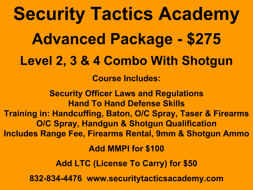 Security Tactics Academy | 6110 Pinemont Dr #100, Houston, TX 77092, USA | Phone: (832) 834-4476