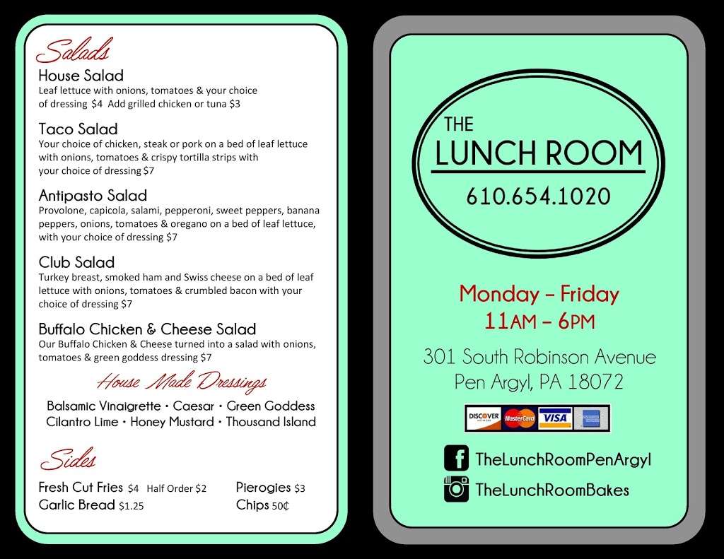 The Lunch Room | 301 S Robinson Ave, Pen Argyl, PA 18072, USA | Phone: (610) 654-1020