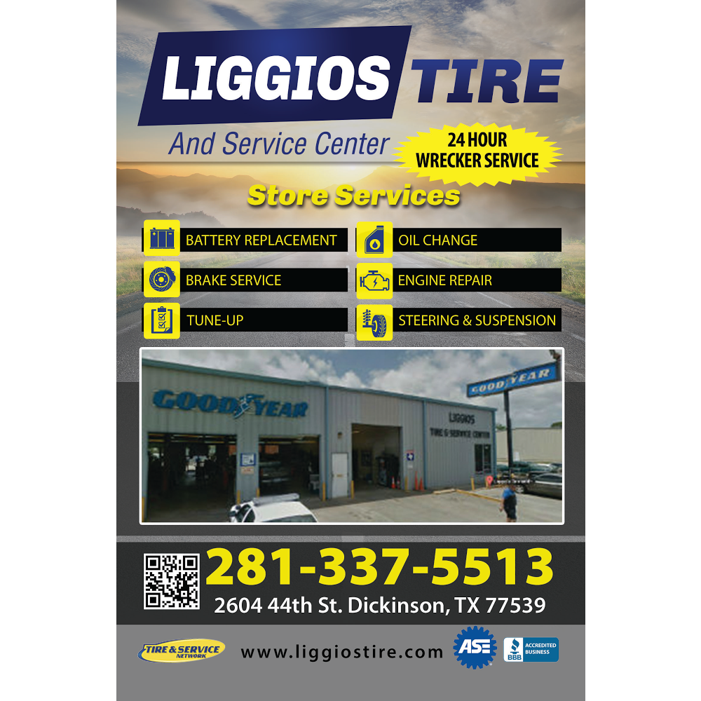 Liggios Tire and Service Center, Inc | 2604 44th St, Dickinson, TX 77539 | Phone: (281) 337-5513