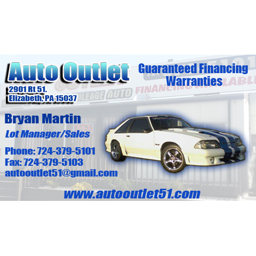 Auto Outlet | 2901 Hayden Blvd, Elizabeth, PA 15037, USA | Phone: (724) 379-5101