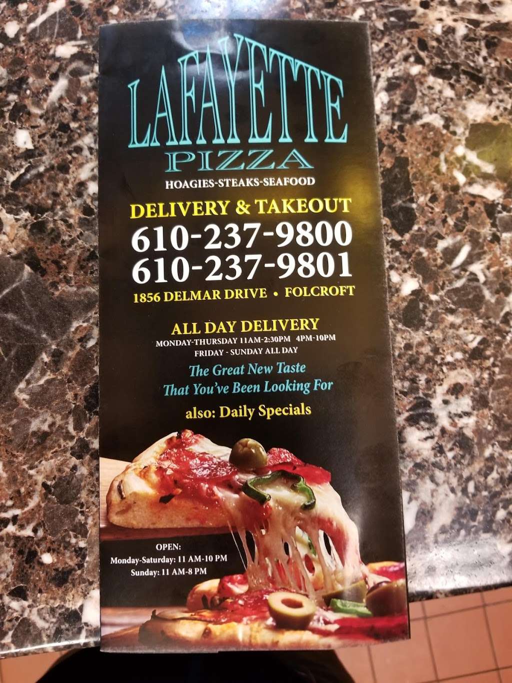 Lafayette Pizza | 1856 Delmar Dr, Folcroft, PA 19032, USA | Phone: (610) 237-9800