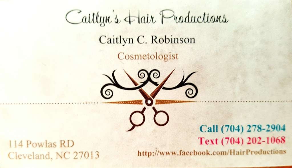 Caitlyns Hair Productions | 114 Powlas Rd Suite A, Cleveland, NC 27013, USA | Phone: (704) 278-2904