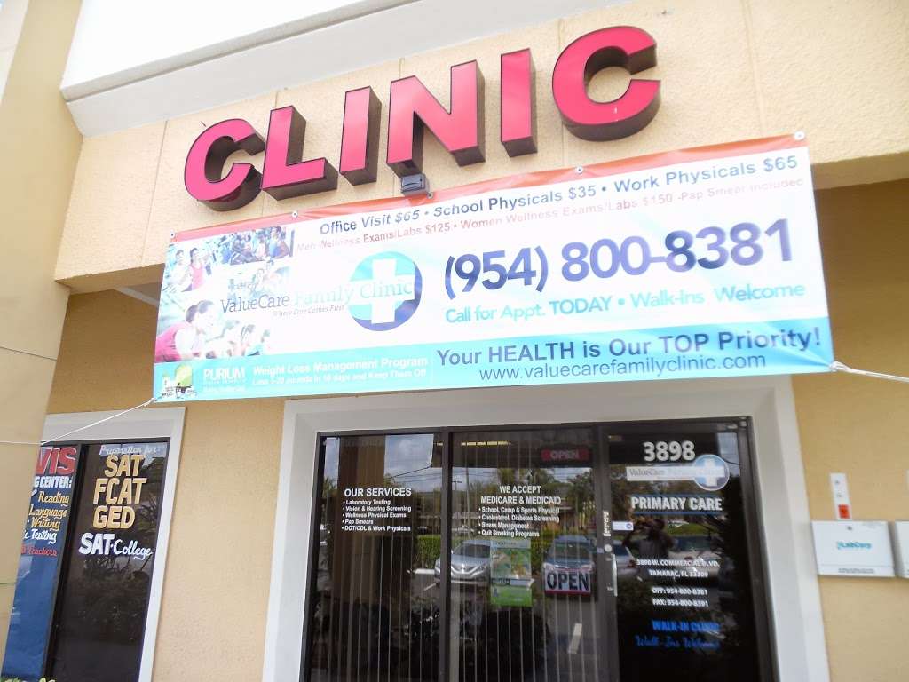 ValueCare Family Clinic | 3898 W Commercial Blvd, Tamarac, FL 33309, USA | Phone: (954) 800-8381