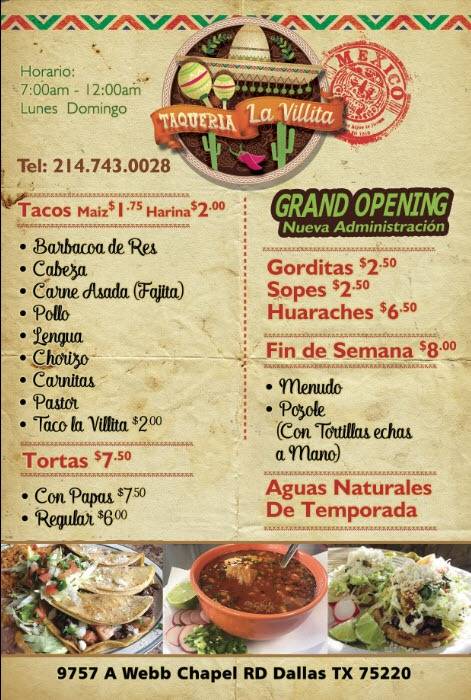 Taqueria La Villita | 9757 A, Webb Chapel Rd suite a, Dallas, TX 75220 | Phone: (214) 743-0028