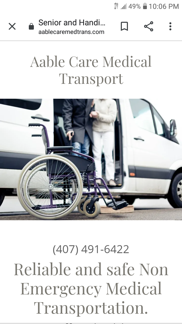 Aable Care Non Emergency Medical Transportation | 875 Lancer Cir, Ocoee, FL 34761, USA | Phone: (407) 491-6422