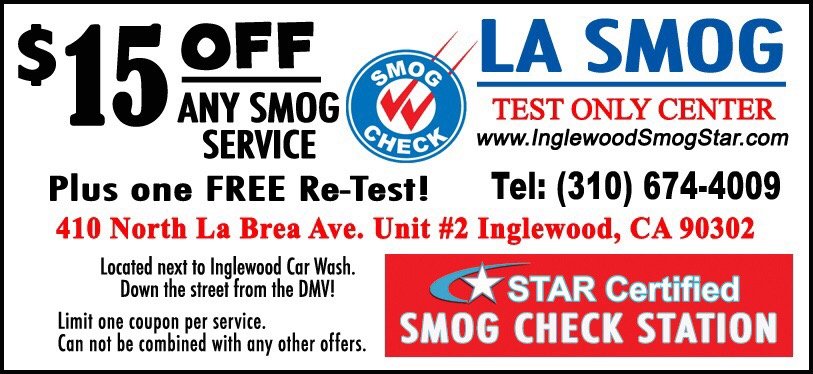 LA Smog Test Only Center | 410 N La Brea Ave, Inglewood, CA 90302, USA | Phone: (310) 674-4009