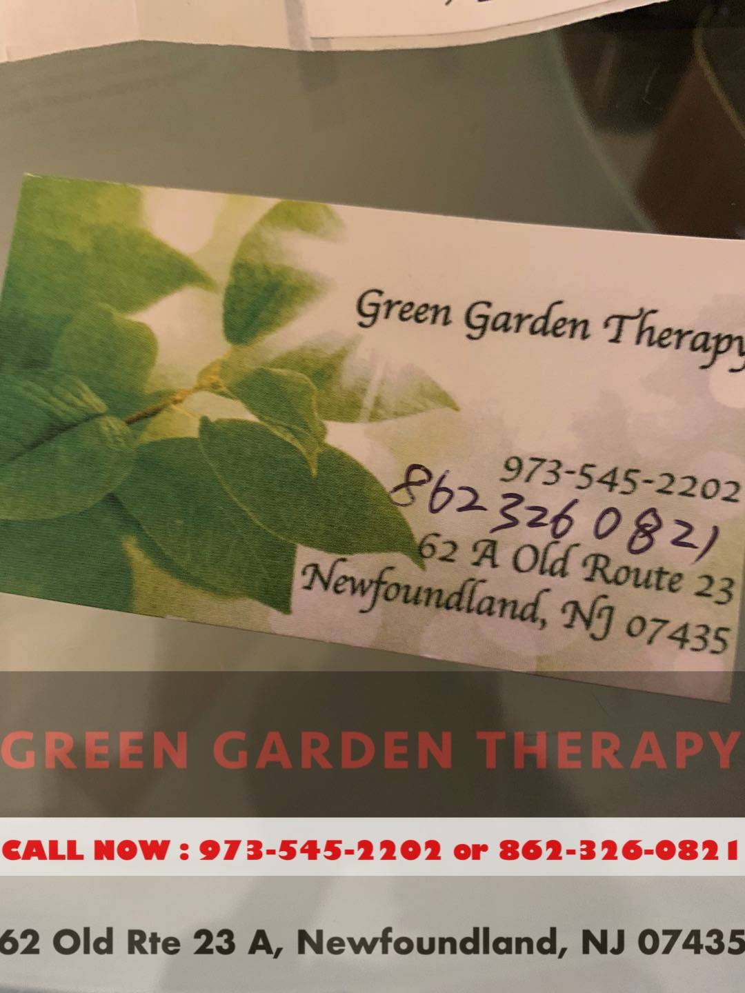 Green Garden Therapy | 62 Old Rte 23 A, Newfoundland, NJ 07435, United States | Phone: (973) 545-2202