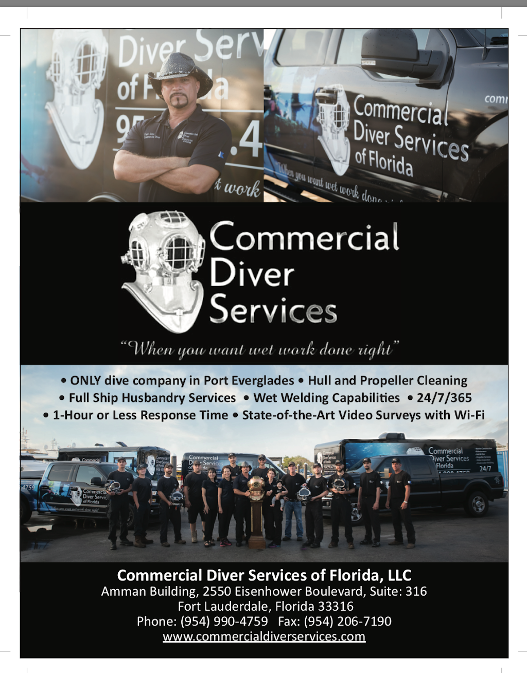 Commercial Diver Services | 2550 Eisenhower Blvd suite 316, Fort Lauderdale, FL 33316, USA | Phone: (954) 990-4759