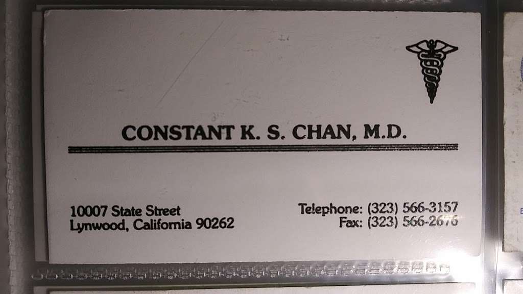 Chan Constant K MD | 10007 State St, Lynwood, CA 90262, USA | Phone: (323) 566-3157