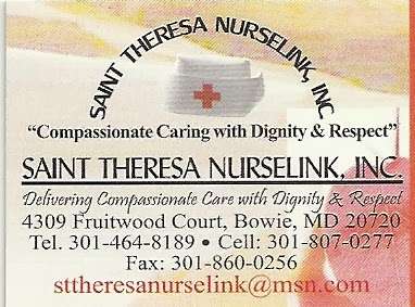 St Theresa Nurselink Inc | 4309 Fruitwood Ct, Bowie, MD 20720, USA | Phone: (301) 464-8189