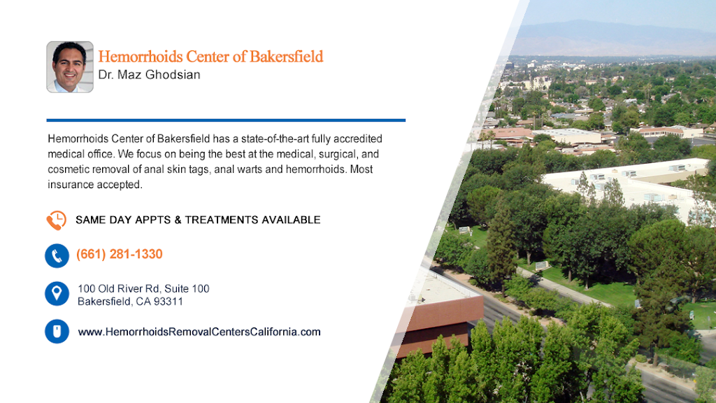 Hemorrhoids Center of Bakersfield | 100 Old River Rd #100, Bakersfield, CA 93311 | Phone: (661) 281-1330