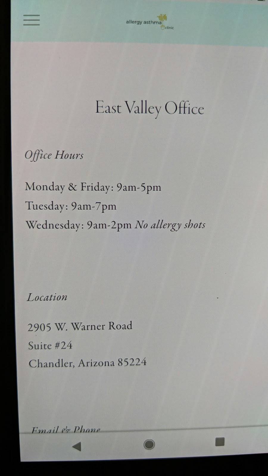Allergy Asthma Clinic, LTD | 2905 W Warner Rd # 24, Chandler, AZ 85224, USA | Phone: (602) 277-3337