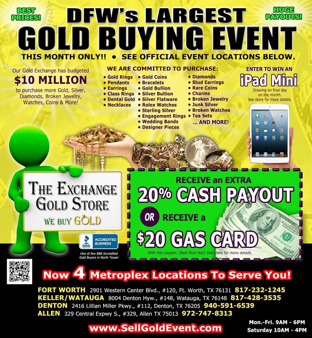 The Exchange Gold Store | 8004 Denton Hwy #148, Watauga, TX 76148, USA | Phone: (817) 428-3535