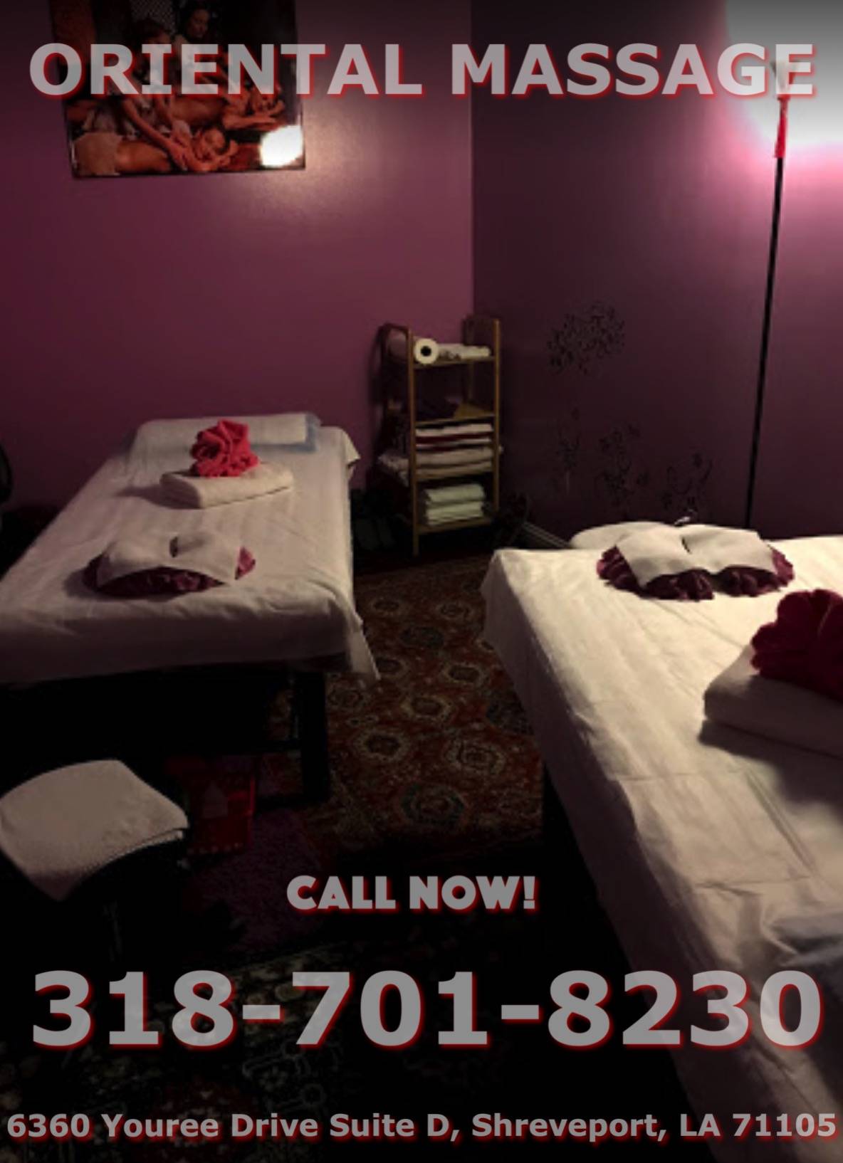 Oriental Massage | 6360 Youree Dr suite D, Shreveport, LA 71105, USA | Phone: (318) 701-8230