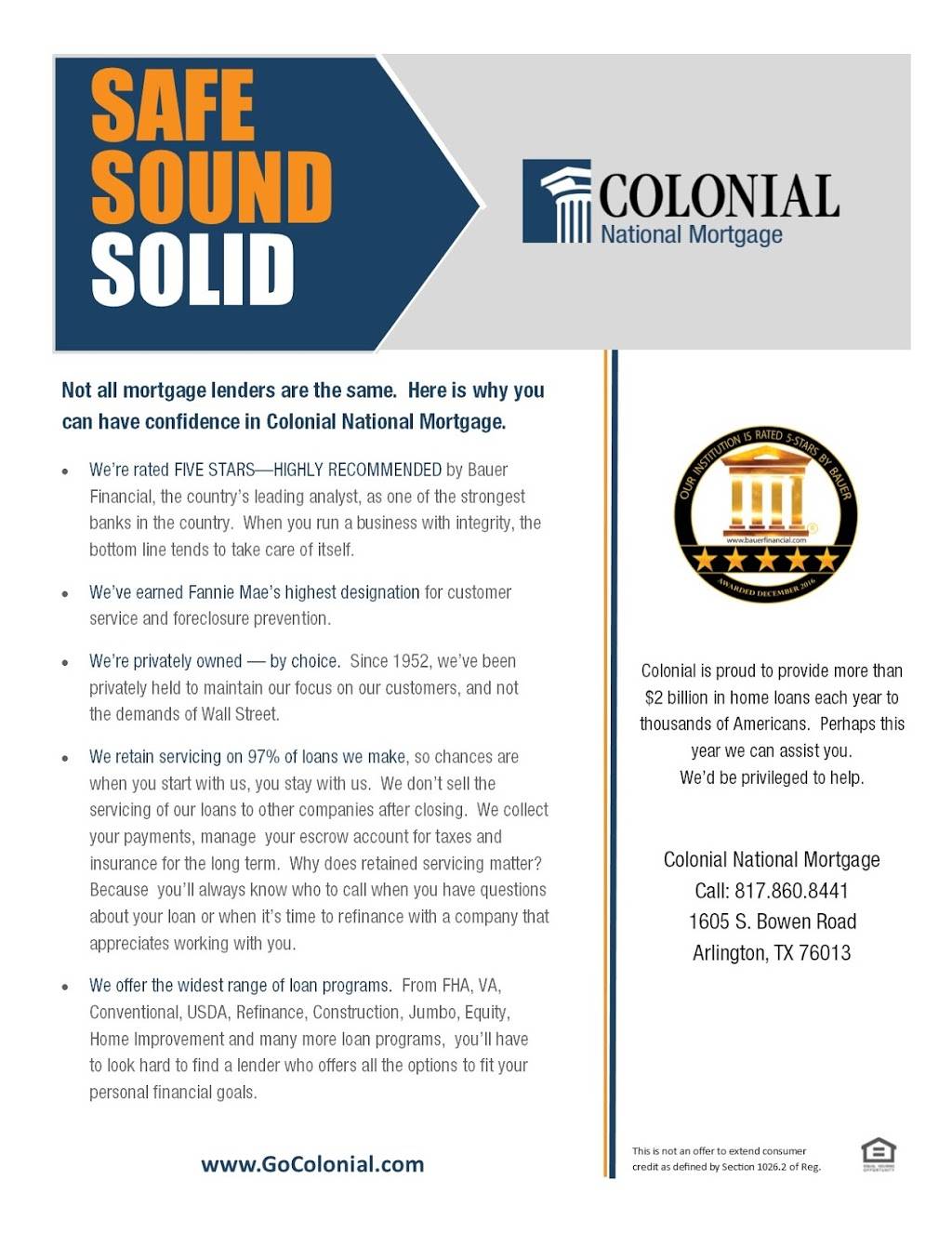 Colonial Banking | 1605 S Bowen Rd, Arlington, TX 76013, USA | Phone: (817) 860-7331